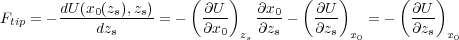                         (    )        (    )      (    )
Ftip = - dU(x0(zs),zs)= -  ∂U--   ∂x0-   ∂U-    = -  ∂U-
            dzs           ∂x0 zs ∂zs    ∂zs x0      ∂zs x0
